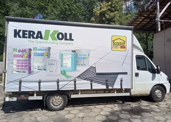 Plandeka, plandeki na naczepy tirów, na busy z nadrukiem