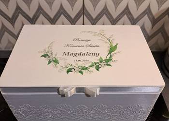 Kuferek komunijny konwalie duży personalizowany