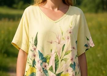 Tunika damska PLUS SIZE z kwiatowym nadrukiem bawełna, biust-198CM