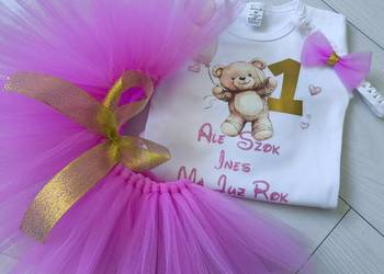 Komplet na pierwsze urodziny roczek rok tiul mstylroczek.pl miś