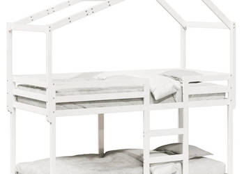 Łóżko z piętrem i daszkiem białe drewno sosnowe 80x200 cm WM-3282042