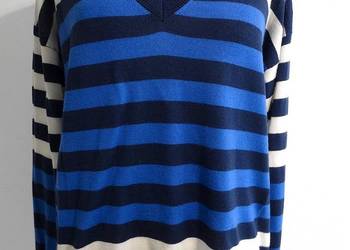 Sweter Wełniany 100% Wełna Merino Extra Fine Modne Paski Marks & Spencer M