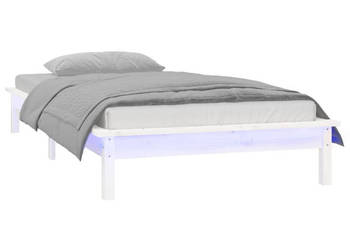 Rama łóżka z LED biała pojedyncza lite drewno 75x190 cm WM-820632