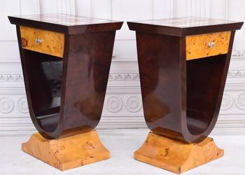 Dwa Nakastliki - Stoliki Szafki Nocne Art Deco - Stół KOMPLET lekko obite