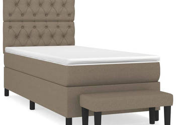 Łóżko kontynentalne z materacem taupe tkanina 80x200 cm WM-3136793