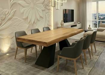 Stół dębowy masywny gruby blat do jadalni salonu restauracji