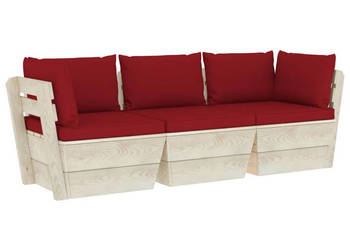 Ogrodowa sofa 3-osobowa z palet z poduszkami drewno świerkowe WM-3063405