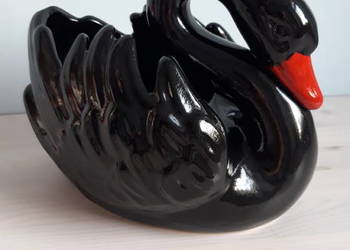Czarny łabędź ceramiczny Austria Gmundner Keramik
