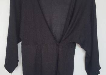 Sweter kardigan H&M 38 M czarny srebrna nitka narzutka