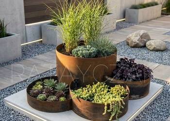 Donice z cortenu, stalowe malowane i gabionowe Rabaty podwyższone Na wymia