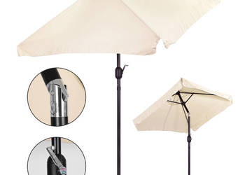 Prostokątny duży parasol ogrodowy skośny łamany z korbą beżowy 200x140 cm…