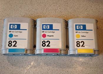TUSZE HP 82 CYAN MAGENTA YELLOW C4911A C4912A C4913A UŻYWANE ORYGINAŁ