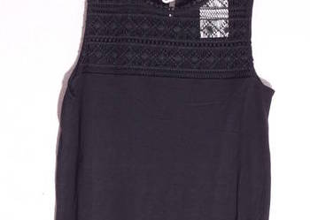 Czarna koszulka top koronka xs 34 s 36 h&m