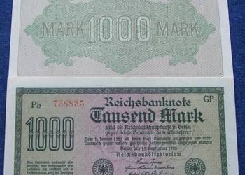 STARE NIEMCY 1000 MARK 1922 ROK Kolekcjonerski - 1 szt UNC