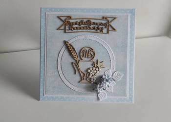 Kartka okolicznościowa ręcznie robiona na Komunię Świętą jas