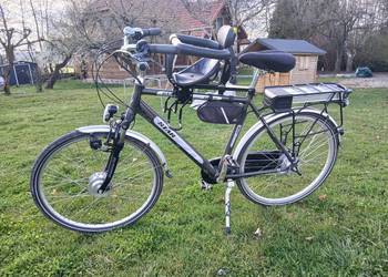 Solidny Męski Rower Elektryczny. Manetka gazu. Z dziecięcym siedziskiem gra