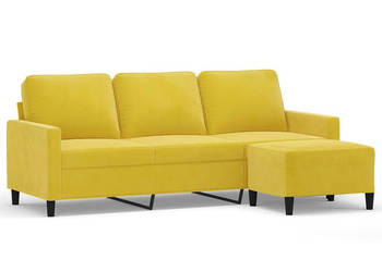 3-osobowa sofa z podnóżkiem żółta 180 cm aksamit WM-3201061