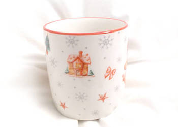 porcelanowy kubek z ciasteczkiem, świąteczny kubek z porcelany,  pastelowy