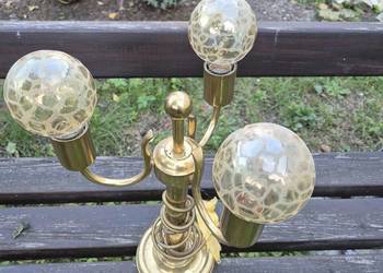 Lampa gabinetowa retro / vintage – mosiądz i ozdobne klosze, lata 70/80