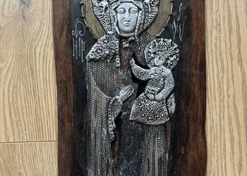 Antyk Przepiękna ikona Matki Boskiej Madonna z dzieciątkiem* srebro