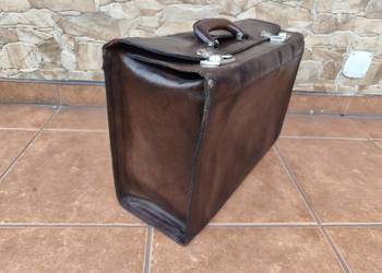 Torba podróżna skórzana VINTAGE! Retro! PRL! Z uchem, w kolorze ciemny brąz