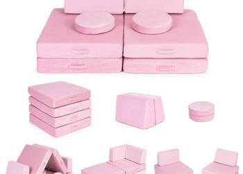 Sofa modułowa duża składana dla dzieci DIY 8 miękkich poduch - różowa ECOT…