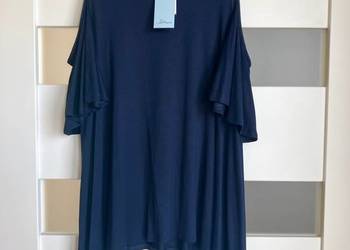 Nowa piękna granatowa bluzka Soprano USA wiskoza ramiona M/L