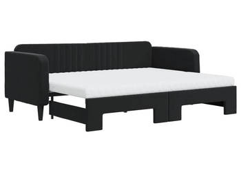 Sofa rozsuwana z materacami czarna aksamit 80x200 cm WM-3197084