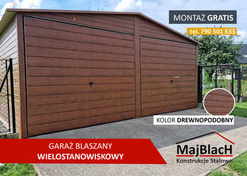 D 1Garaż Blaszany Drewnopodobny Dwuspadowy, Garaże Blaszane – Maj-Blach