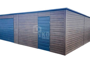 Garaż Blaszany 8x6m Brama Uchylna - Drzwi  Drewnopodobny TKD218
