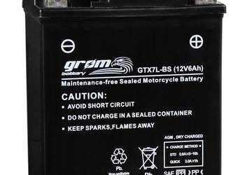 Akumulator 6Ah 120A P+ motocyklowy GROM GTX7L-BS 12V