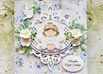 Kartka na chrzest personalizowana ręcznie robiona w pudełku