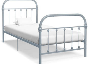 Łóżko Metalowe Szare Rama Łóżka Ze Stelażem 90 x 200 cm WM-284504