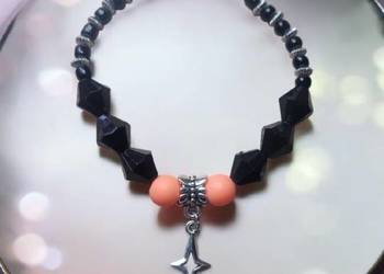 Bransoletka pomarańczowo czarna z kryształowych koralików