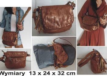 Torebka miejska w kolorze miedzi 13x24x32 cm
