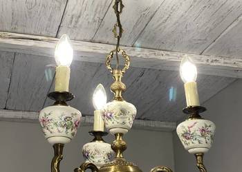 Francuski antyczny Żyrandol nr. 7 Francja XX w. Lampa 3-ram porcelana