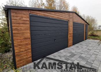 Garaż blaszany 8x7 drewnopodobny dwustanowiskowy