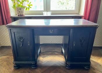 Przedwojenne dębowe biurko w stylu art deco