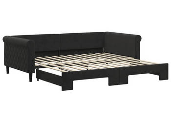 Sofa rozsuwana czarna aksamit 100x200 cm WM-3197782