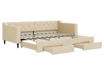 vidaXL Sofa rozsuwana z szufladami, kremowa, 90x200 cm(SKU:3197466)