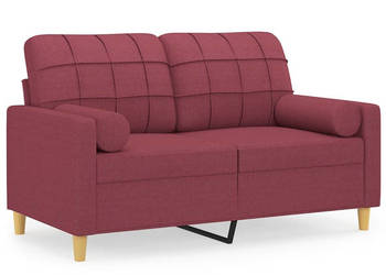 2-osobowa sofa z poduszkami winna czerwień 120 cm tkanina WM-3200780