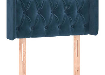 Zagłówek uszak ciemnoniebieski 83x16x78/88 cm aksamit WM-3119138