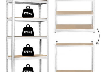 Regał magazynowy 180x90x30 cm stal galwanizowana 5 półek 875 kg ModernHome