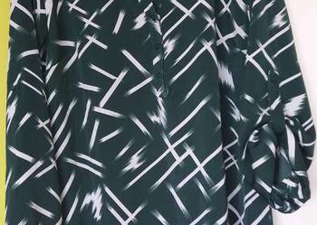L/XL(46/48) Bluzka tunika jak nowa (zieleń, biel)