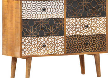 Szafka z nadrukiem 90 x 30 x 70 cm lite drewno mango WM-247916
