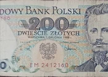 200 zł Jarosław Dąbrowski 1.XII.1988 r. seria EM