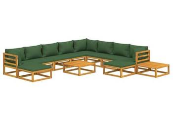 vidaXL 12-cz. zestaw wypoczynkowy do ogrodu, zielone poduszki(SKU:3155326)