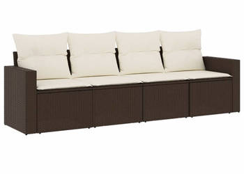 4-cz zestaw wypoczynkowy do ogrodu poduszki brązowy rattan PE WM-3251020
