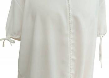 Bluzka damska z perełkami elegancka wieczorowa biała rozm 52 biust 132cm