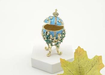 Jajko jajo faberge pojemniki szkatułka niebieskie styl wiktoriański